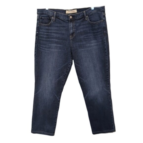 GAP 1969 Real Straight Jeans Cropped Ankle Indigo Denim Size 34 - Picture 1 of 12